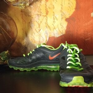 Nike Black and Neon Green Air Max Sneakers